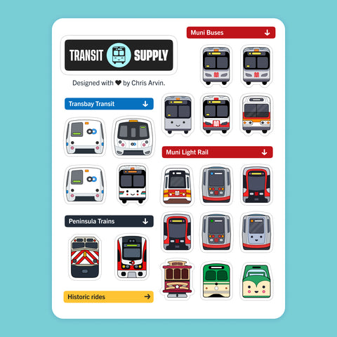 San Francisco Transit Sticker Sheet V2